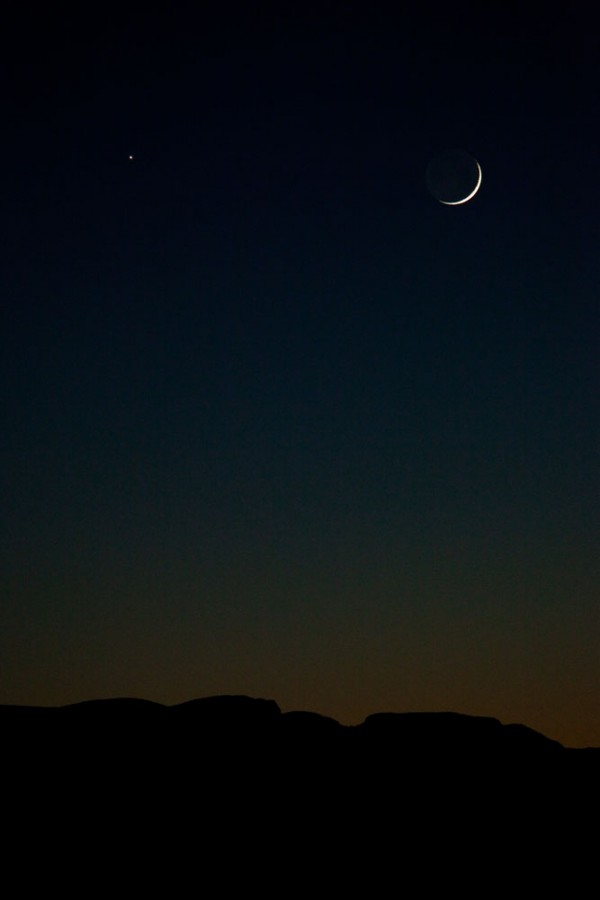 The Moon and Venus set, Southwest of St. George, Utah.