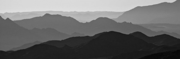 Desert landscape in the evening, near Baker, California